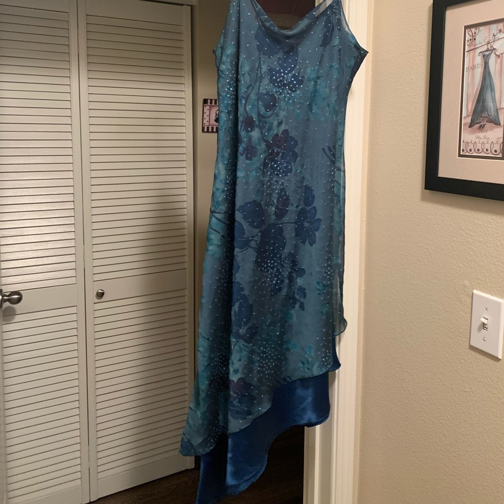 Asymmetrical dress with rhinestone detail